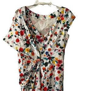 Talbot Runhof Gorgeous Midi Dress Floral Ruched Unique 12  Fairy whimsical